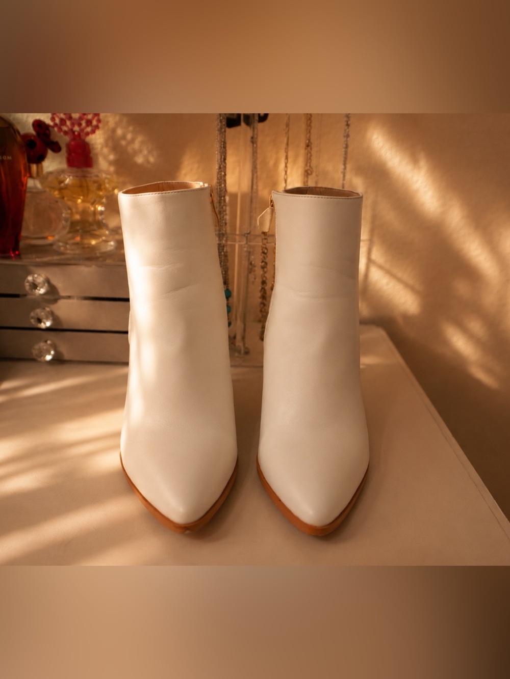 Amazon White Pointed Toe Ankle Booties
